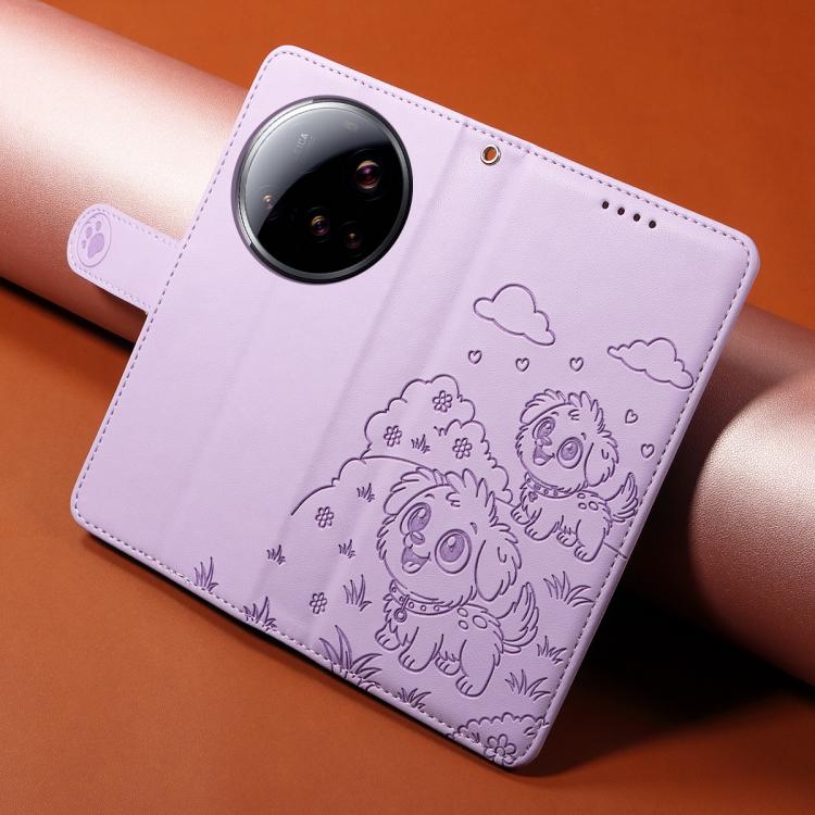 For Xiaomi 15 Ultra Embossed Heart Dog RFID Blocking Wallet Leather Phone Case