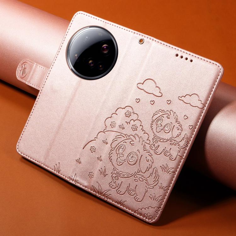 For Xiaomi 15 Ultra Embossed Heart Dog RFID Blocking Wallet Leather Phone Case
