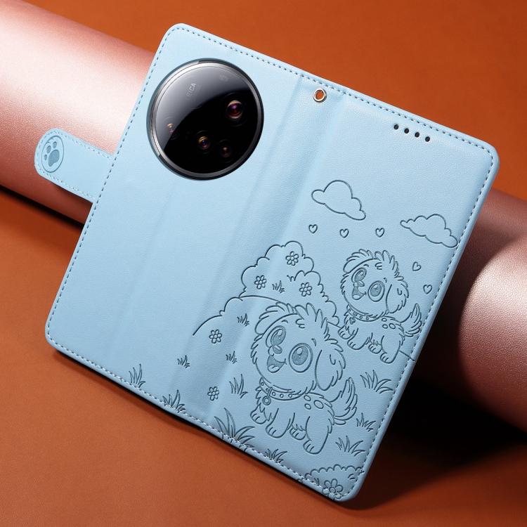 For Xiaomi 15 Ultra Embossed Heart Dog RFID Blocking Wallet Leather Phone Case