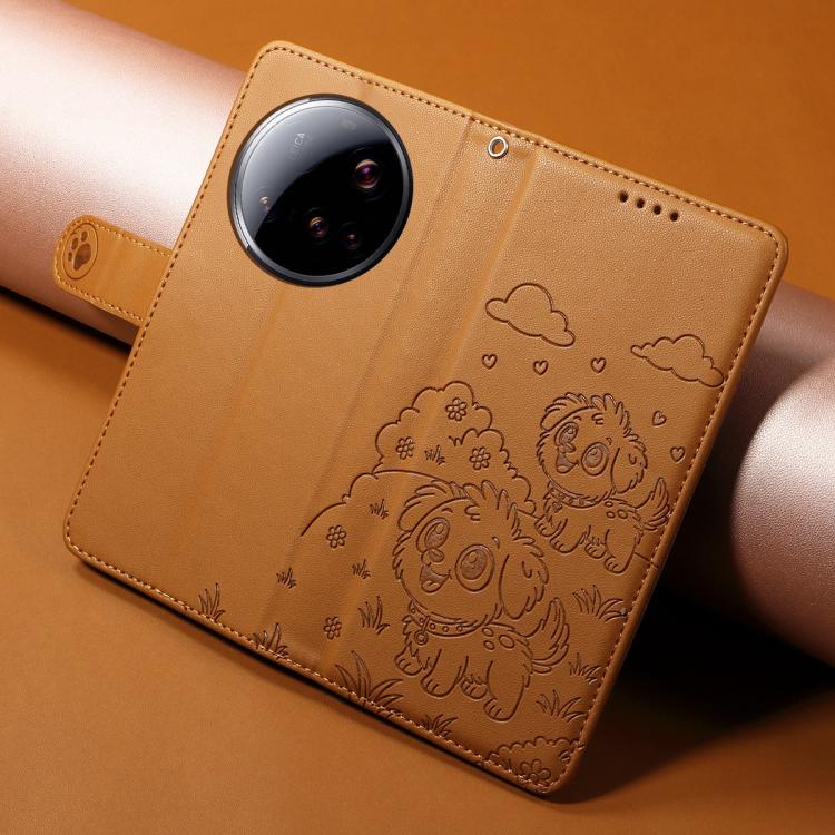 For Xiaomi 15 Ultra Embossed Heart Dog RFID Blocking Wallet Leather Phone Case
