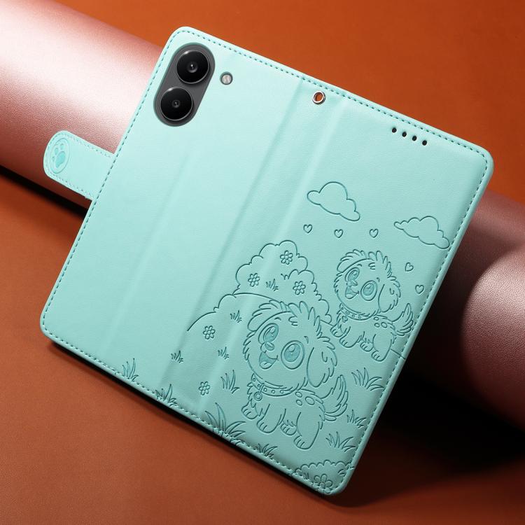 For Xiaomi Poco X8 Pro 5G Embossed Heart Dog RFID Blocking Wallet Leather Phone Case