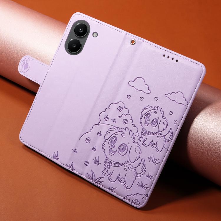 For Xiaomi Poco X8 Pro 5G Embossed Heart Dog RFID Blocking Wallet Leather Phone Case
