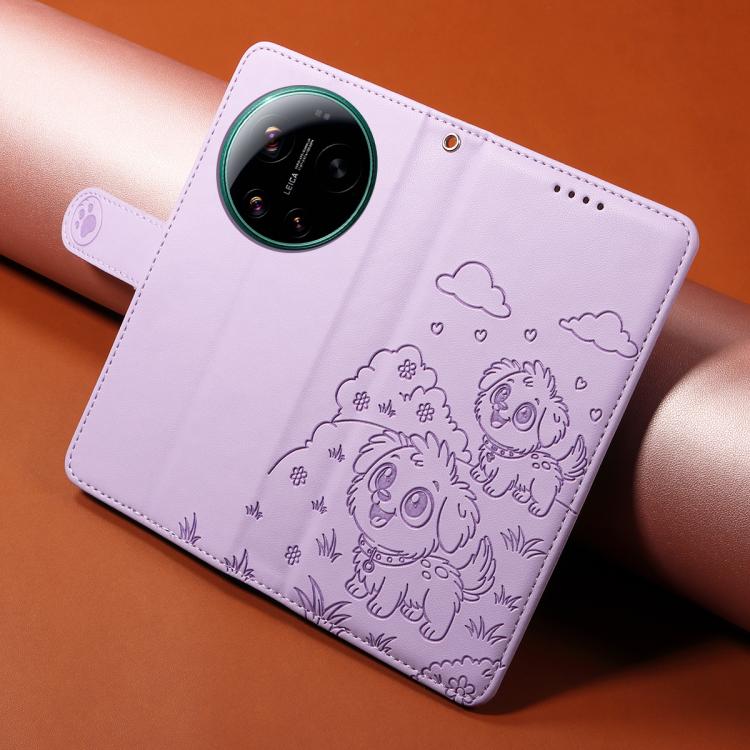 For Xiaomi 17 Ultra Embossed Heart Dog RFID Blocking Wallet Leather Phone Case