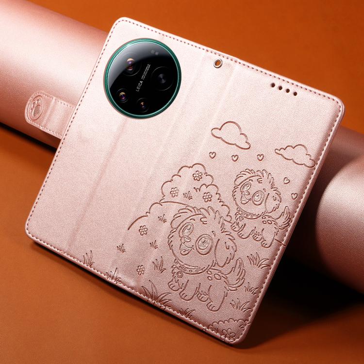 For Xiaomi 17 Ultra Embossed Heart Dog RFID Blocking Wallet Leather Phone Case