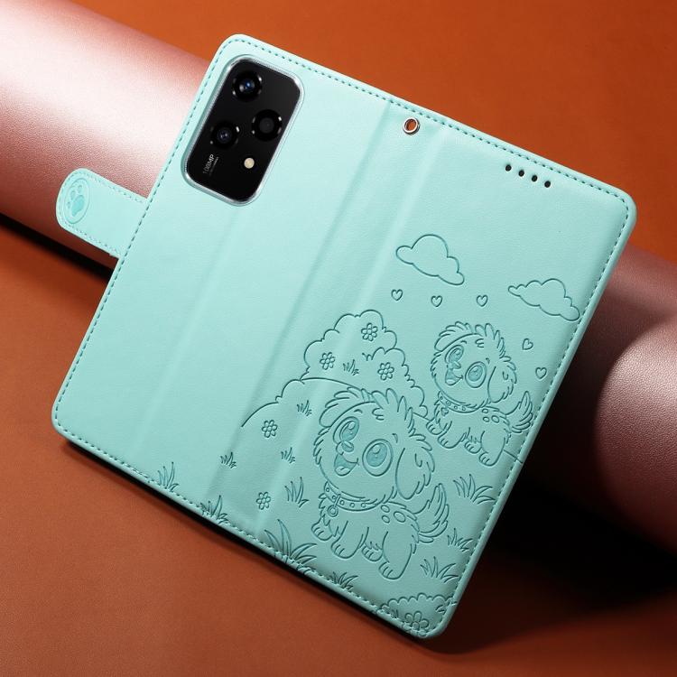 For Honor 200 Lite Global Embossed Heart Dog RFID Blocking Wallet Leather Phone Case