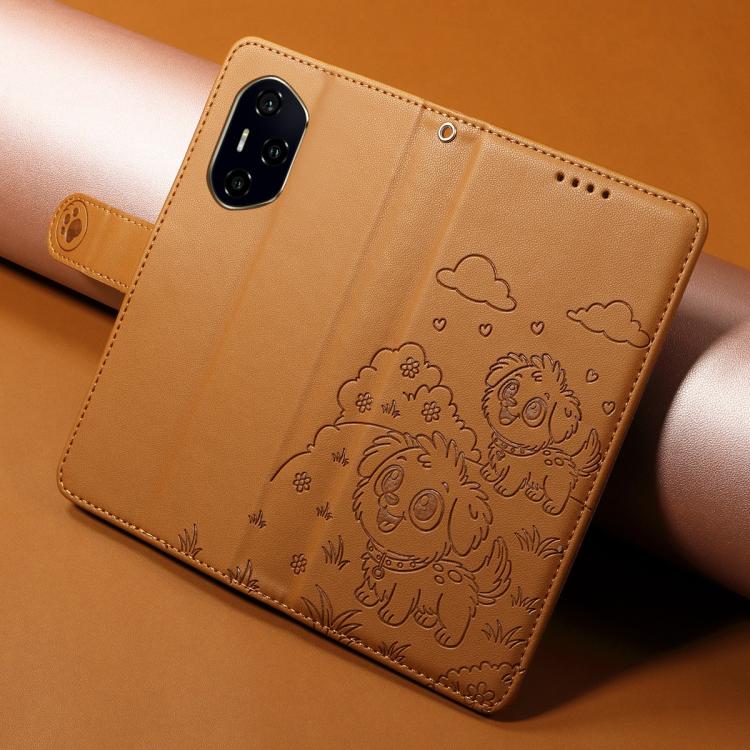 For Honor 300 Pro / 300 Ultra Embossed Heart Dog RFID Blocking Wallet Leather Phone Case