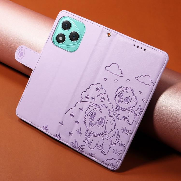 For Honor 400 Lite Global / X70i Embossed Heart Dog RFID Blocking Wallet Leather Phone Case