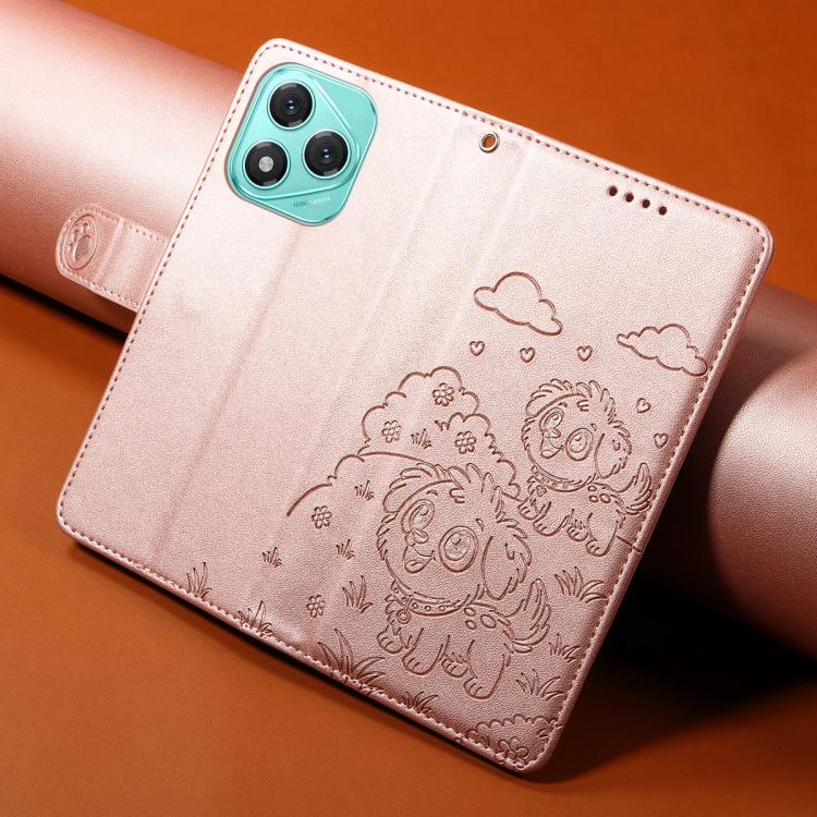 For Honor 400 Lite Global / X70i Embossed Heart Dog RFID Blocking Wallet Leather Phone Case