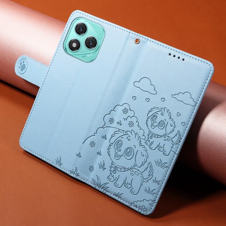 For Honor 400 Lite Global / X70i Embossed Heart Dog RFID Blocking Wallet Leather Phone Case