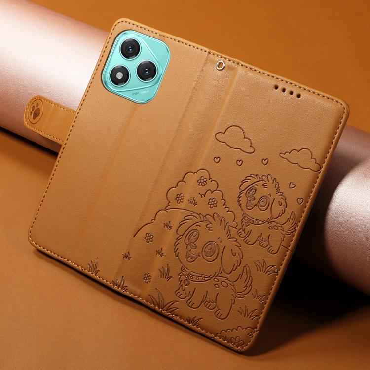 For Honor 400 Lite Global / X70i Embossed Heart Dog RFID Blocking Wallet Leather Phone Case