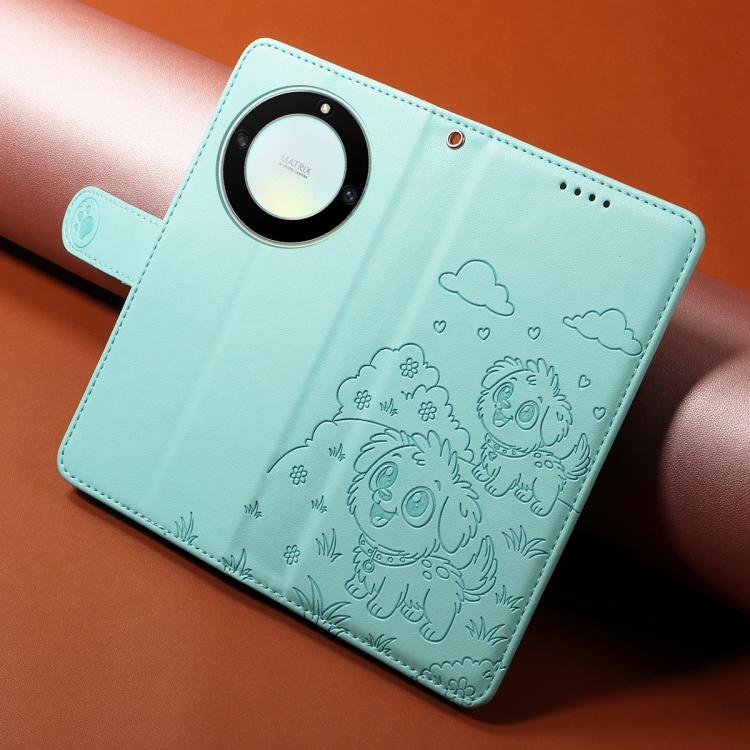 For Honor X9a / X40 5G / Magic5 Lite Embossed Heart Dog RFID Blocking Wallet Leather Phone Case