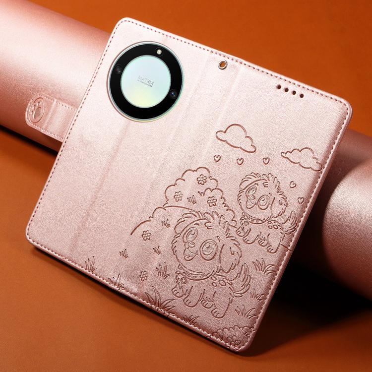 For Honor X9a / X40 5G / Magic5 Lite Embossed Heart Dog RFID Blocking Wallet Leather Phone Case