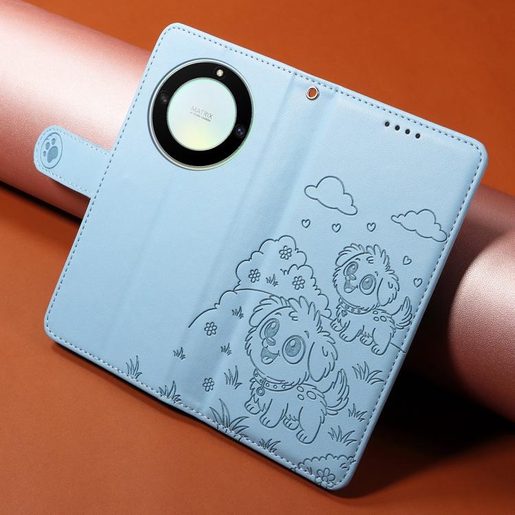 For Honor X9a / X40 5G / Magic5 Lite Embossed Heart Dog RFID Blocking Wallet Leather Phone Case