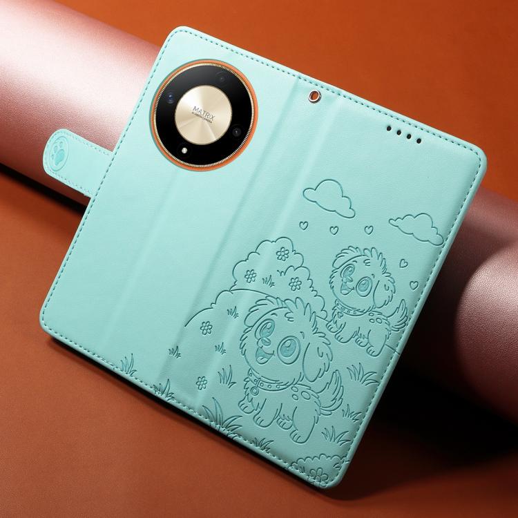 For Honor Magic 6 Lite / X9b / X50 Embossed Heart Dog RFID Blocking Wallet Leather Phone Case