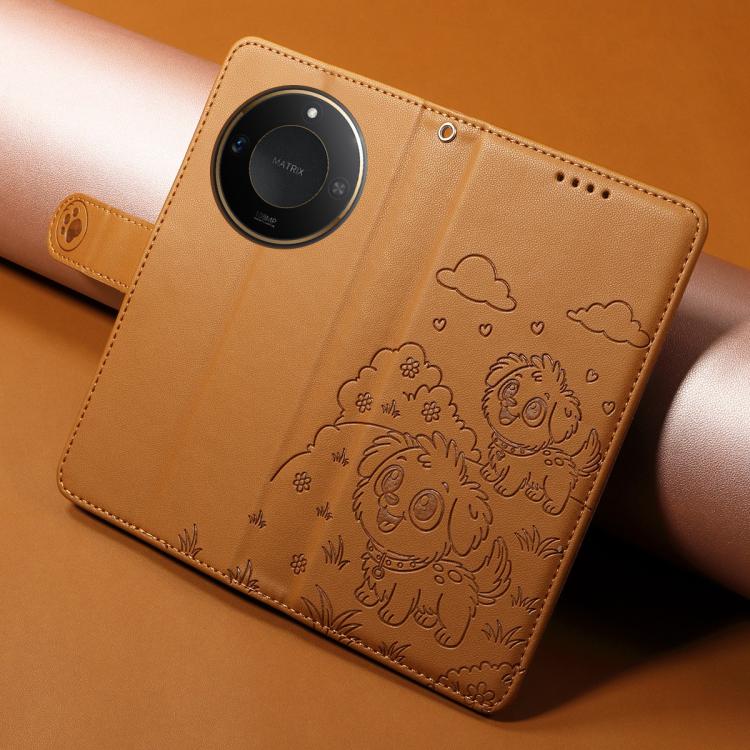For Honor X9c Smart / X60 5G Embossed Heart Dog RFID Blocking Wallet Leather Phone Case
