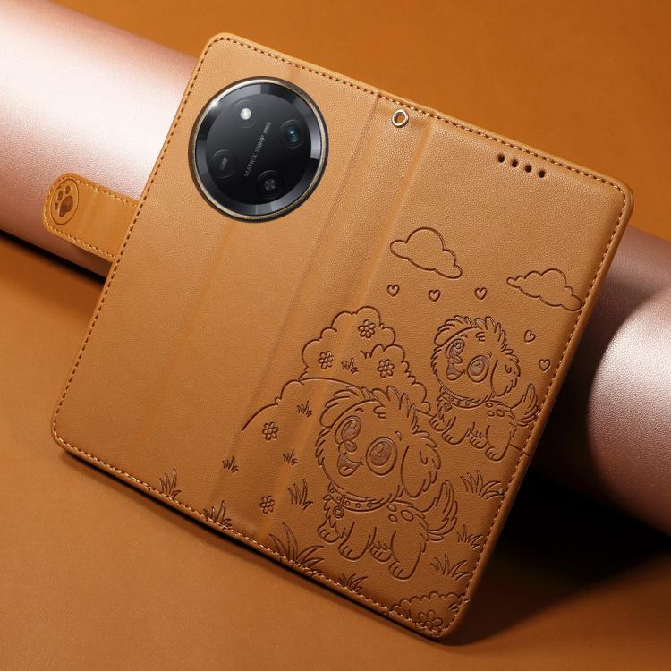 For Honor X9c 5G / Magic7 Lite Embossed Heart Dog RFID Blocking Wallet Leather Phone Case