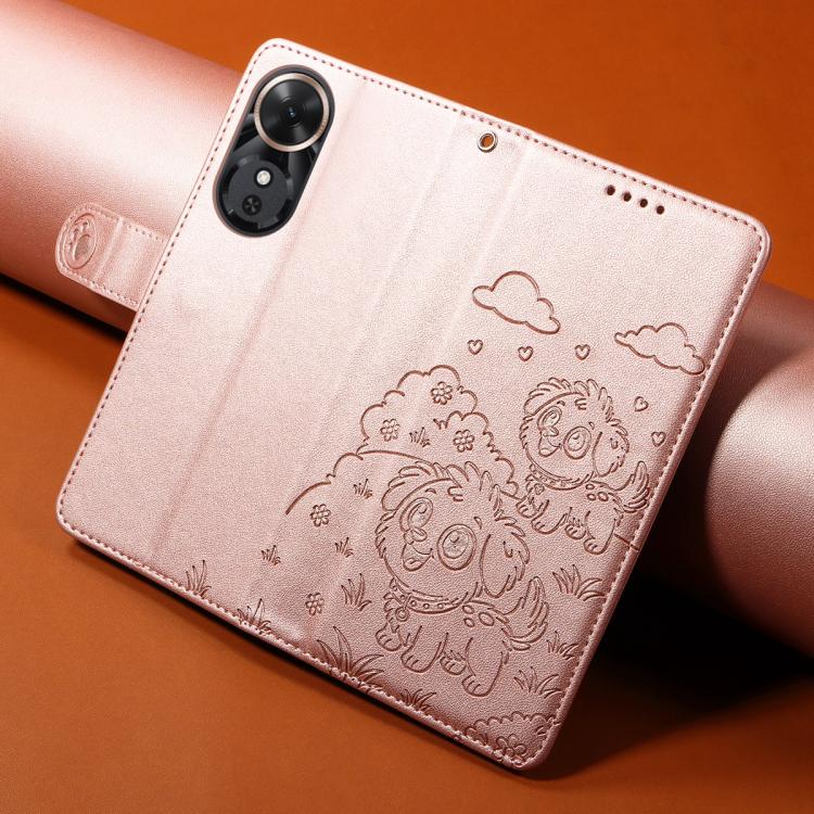 For Honor Play 60 5G Embossed Heart Dog RFID Blocking Wallet Leather Phone Case