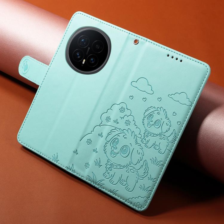 For Honor Magic8 Embossed Heart Dog RFID Blocking Wallet Leather Phone Case