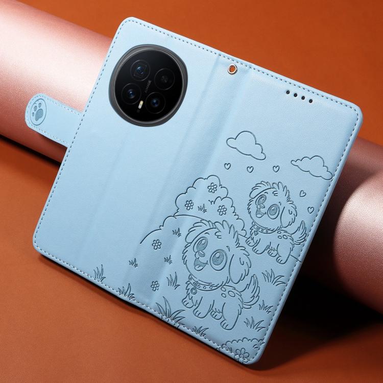 For Honor Magic8 Embossed Heart Dog RFID Blocking Wallet Leather Phone Case