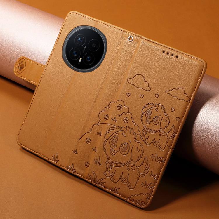 For Honor Magic8 Embossed Heart Dog RFID Blocking Wallet Leather Phone Case
