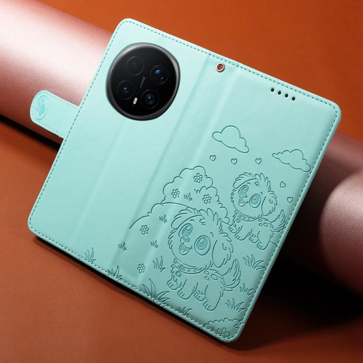 For Honor Magic8 Pro Embossed Heart Dog RFID Blocking Wallet Leather Phone Case