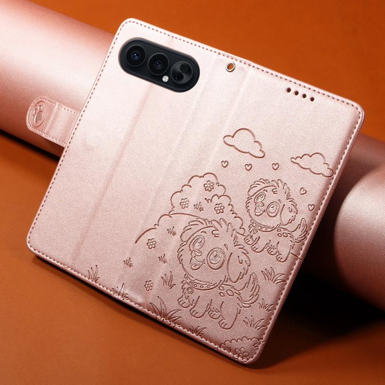 For Honor 500 / 500 Pro Global 155.8mm Embossed Heart Dog RFID Blocking Wallet Leather Phone Case