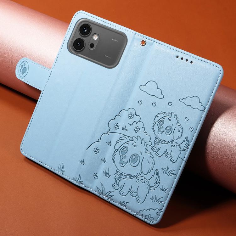 For Honor 600 / 600 Pro Global Embossed Heart Dog RFID Blocking Wallet Leather Phone Case