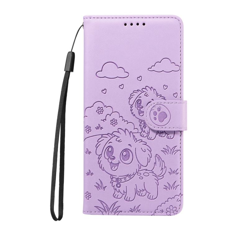 For Honor X6d / Play 60A 5G Embossed Heart Dog RFID Blocking Wallet Leather Phone Case