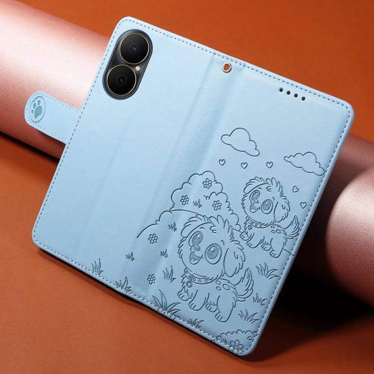 For Huawei Enjoy 80 4G / nova Y73 Embossed Heart Dog RFID Blocking Wallet Leather Phone Case