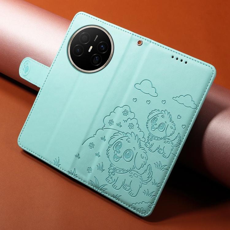 For Huawei Mate 70 Air 5G Embossed Heart Dog RFID Blocking Wallet Leather Phone Case
