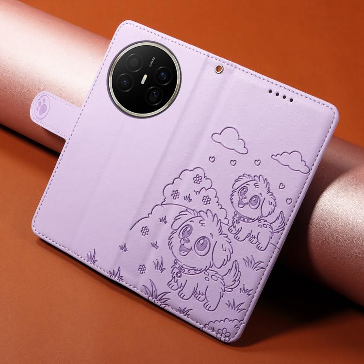 For Huawei Mate 70 Air 5G Embossed Heart Dog RFID Blocking Wallet Leather Phone Case