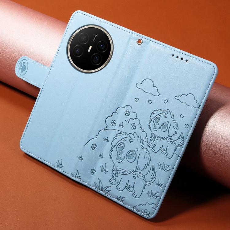 For Huawei Mate 70 Air 5G Embossed Heart Dog RFID Blocking Wallet Leather Phone Case