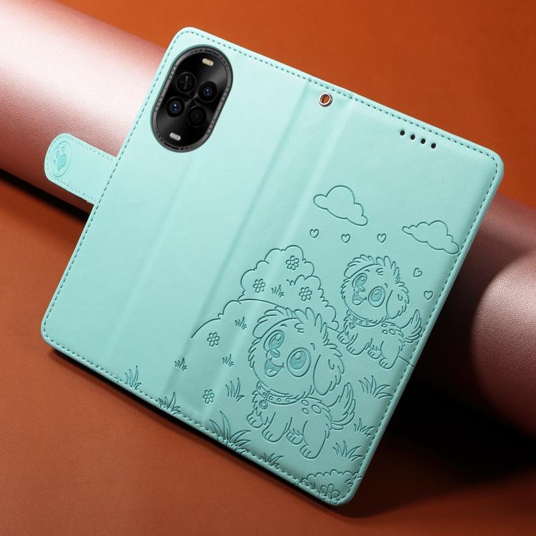 For Huawei nova 14 Lite Embossed Heart Dog RFID Blocking Wallet Leather Phone Case