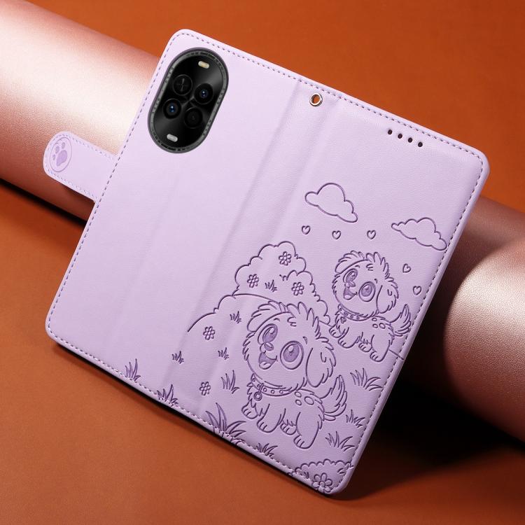For Huawei nova 14 Lite Embossed Heart Dog RFID Blocking Wallet Leather Phone Case