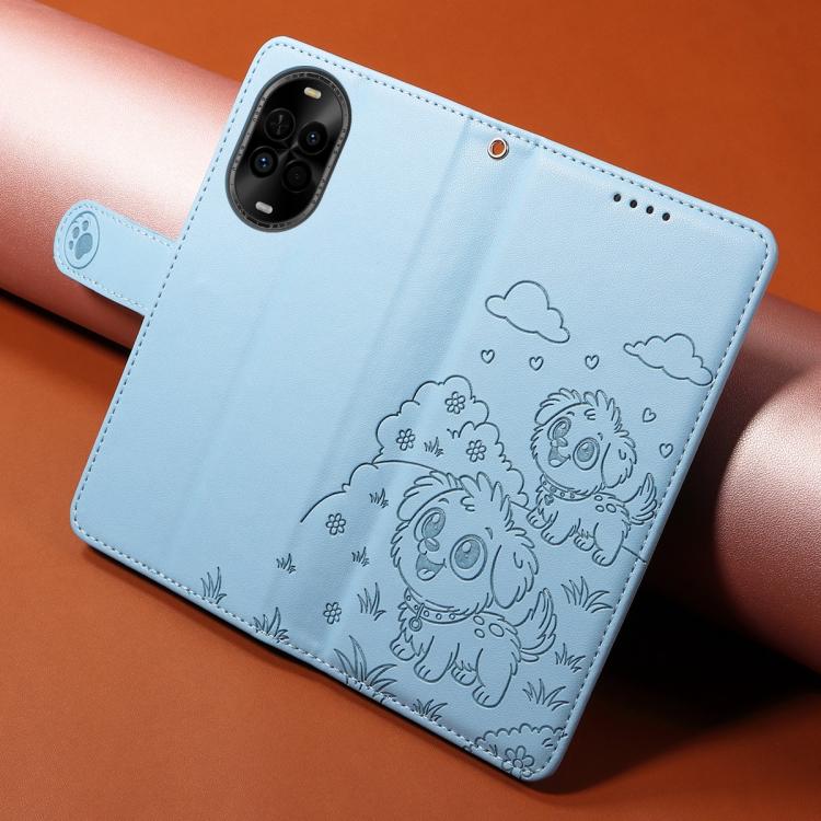 For Huawei nova 14 Lite Embossed Heart Dog RFID Blocking Wallet Leather Phone Case