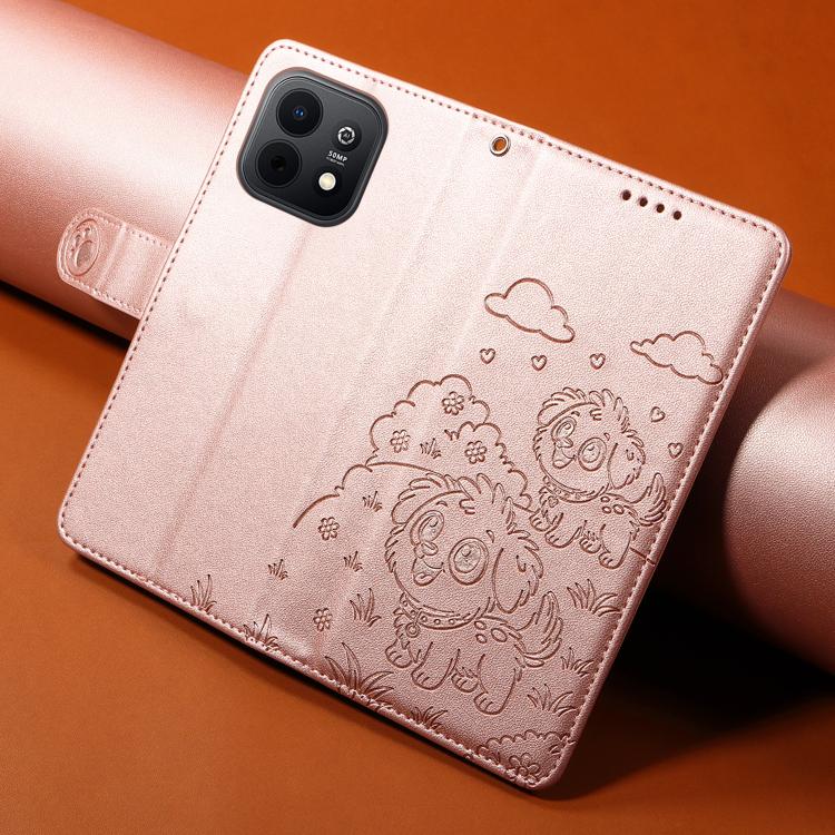 For Huawei Enjoy 90 Plus 5G Embossed Heart Dog RFID Blocking Wallet Leather Phone Case