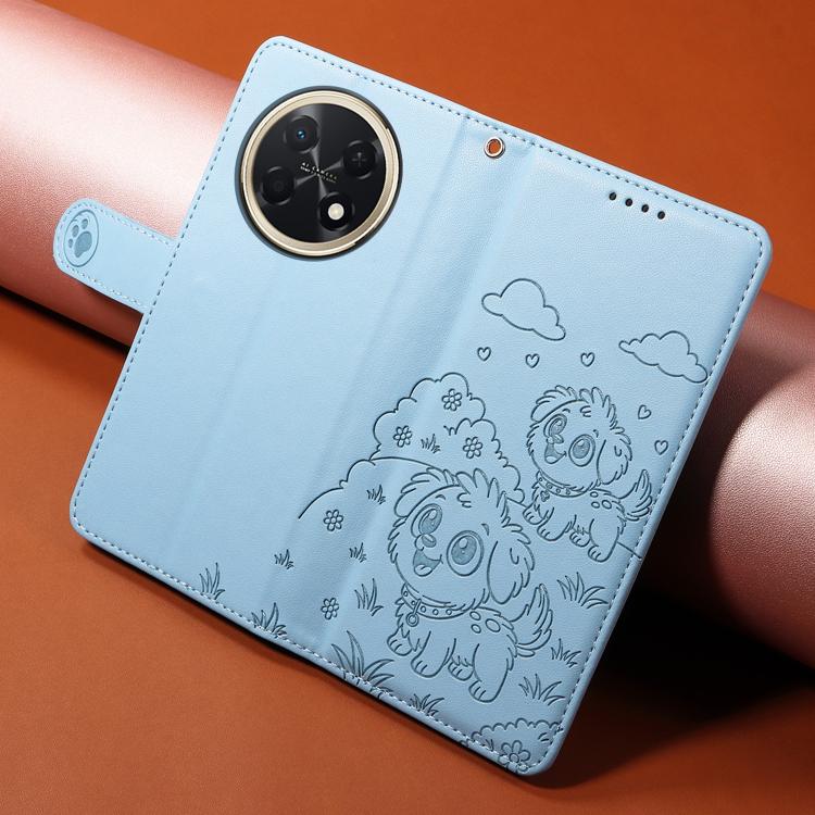 For Huawei Enjoy 90 Pro Max 5G Embossed Heart Dog RFID Blocking Wallet Leather Phone Case