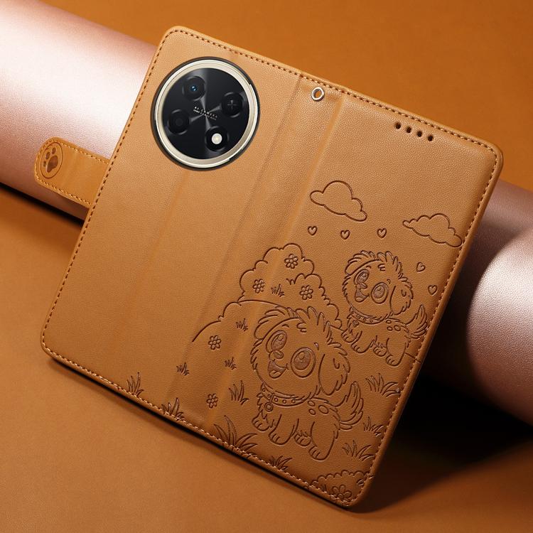 For Huawei Enjoy 90 Pro Max 5G Embossed Heart Dog RFID Blocking Wallet Leather Phone Case