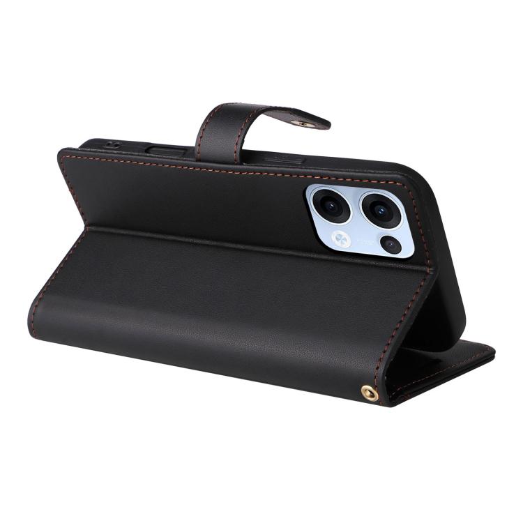 For OPPO Reno13 / Reno14 5G Global Six Card Slots Buckle Leather Phone Case with Lanyard