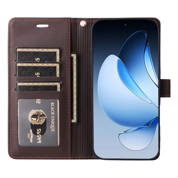 For OPPO Reno13 / Reno14 5G Global Six Card Slots Buckle Leather Phone Case with Lanyard