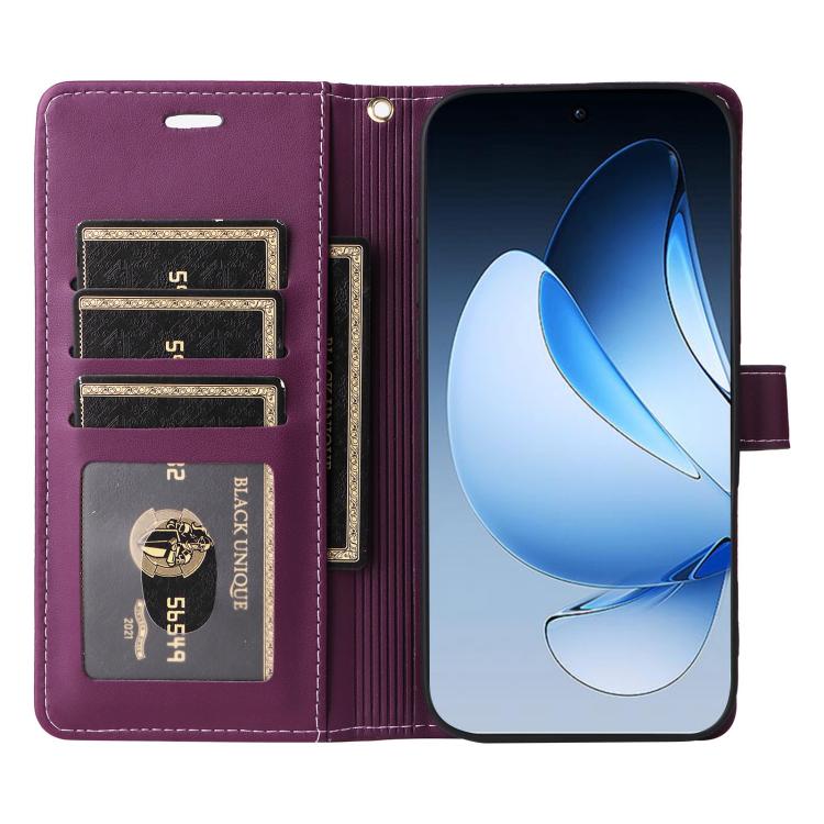 For OPPO Reno13 / Reno14 5G Global Six Card Slots Buckle Leather Phone Case with Lanyard
