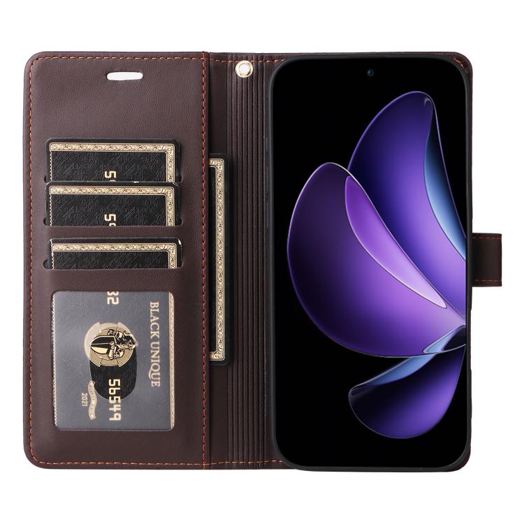 For OPPO Reno13F 4G / 5G Six Card Slots Buckle Leather Phone Case with Lanyard