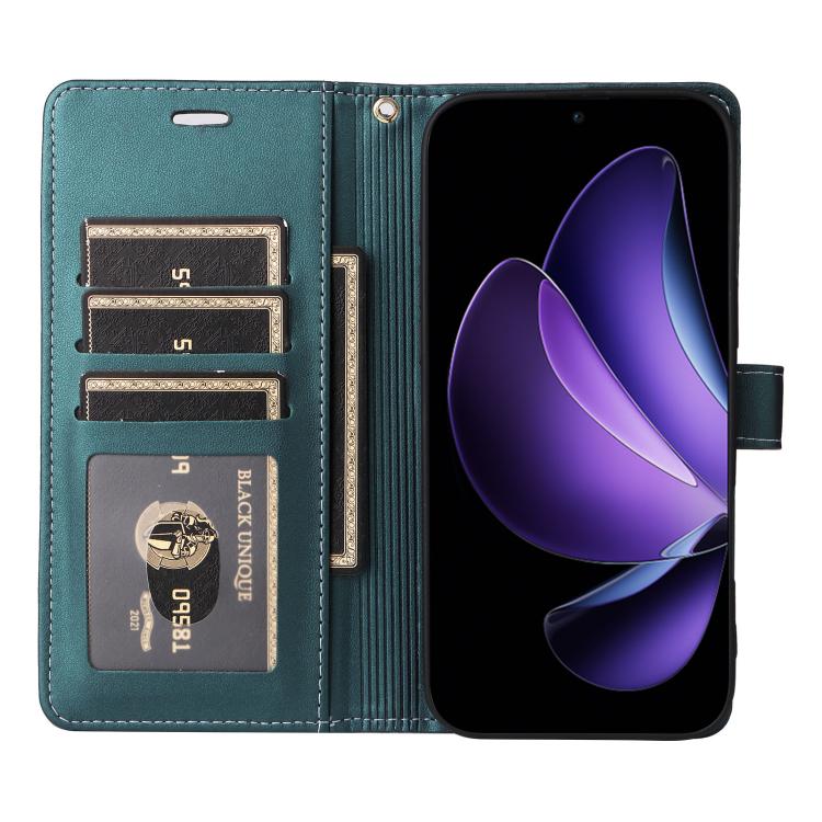 For OPPO Reno13F 4G / 5G Six Card Slots Buckle Leather Phone Case with Lanyard