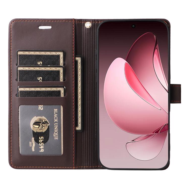 For OPPO Reno13 Pro / Reno14 Pro Global Six Card Slots Buckle Leather Phone Case with Lanyard
