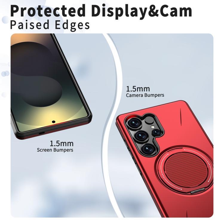 For Samsung Galaxy S25 Edge 5G Metal Rotation Holder MagSafe TPU Hybrid PC Phone Case