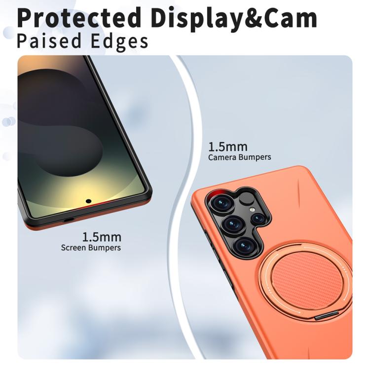 For Samsung Galaxy S24 FE 5G Metal Rotation Holder MagSafe TPU Hybrid PC Phone Case