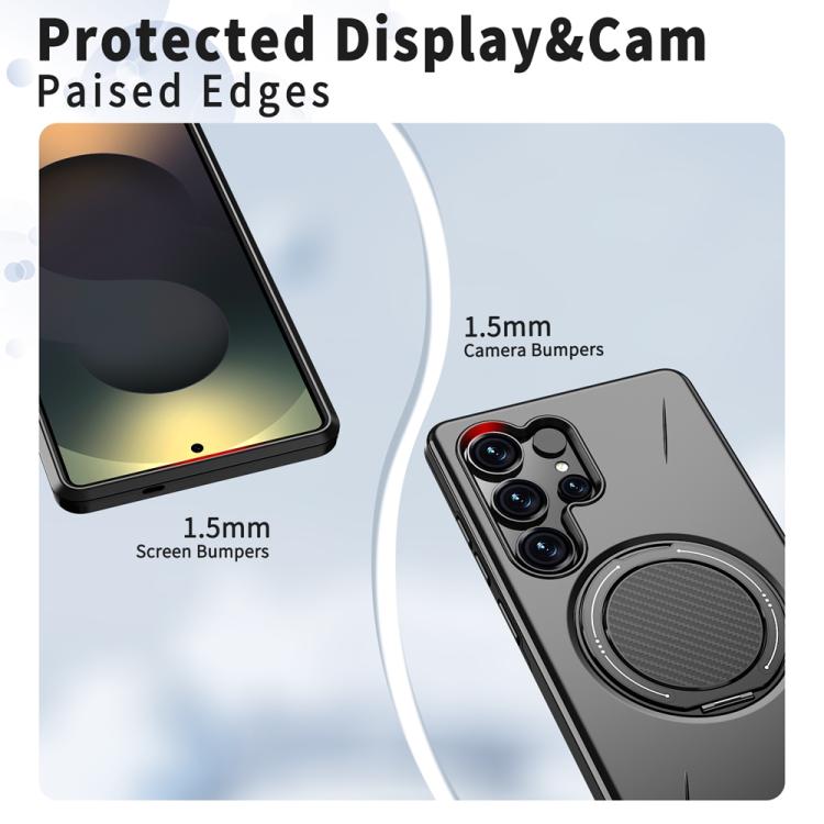 For Samsung Galaxy S24 FE 5G Metal Rotation Holder MagSafe TPU Hybrid PC Phone Case