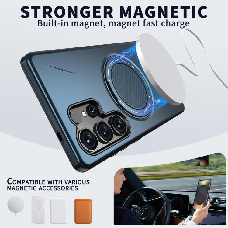 For Samsung Galaxy S24 FE 5G Metal Rotation Holder MagSafe TPU Hybrid PC Phone Case