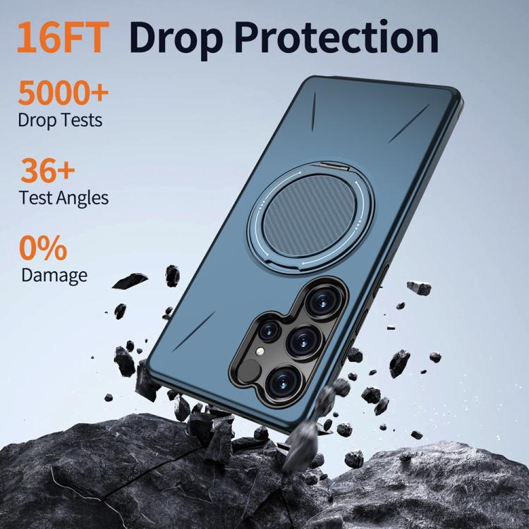 For Samsung Galaxy S24 FE 5G Metal Rotation Holder MagSafe TPU Hybrid PC Phone Case