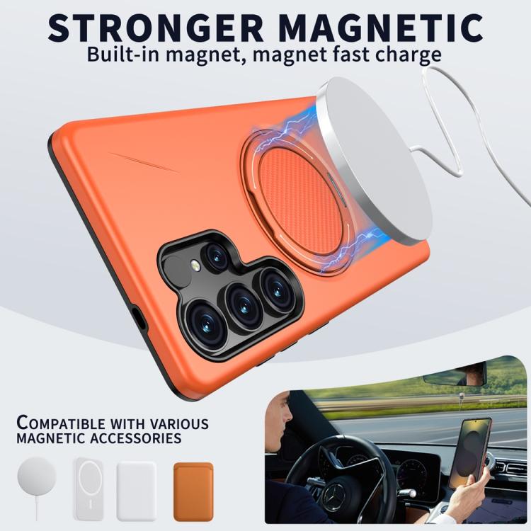 For Samsung Galaxy S23 Ultra 5G Metal Rotation Holder MagSafe TPU Hybrid PC Phone Case